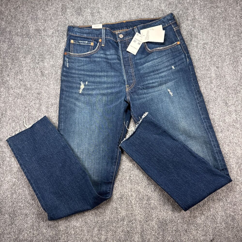 NWT Levi's Premium 501 Jeans Women's 32 X 30 Skinny Jeans Button Fly Distressed